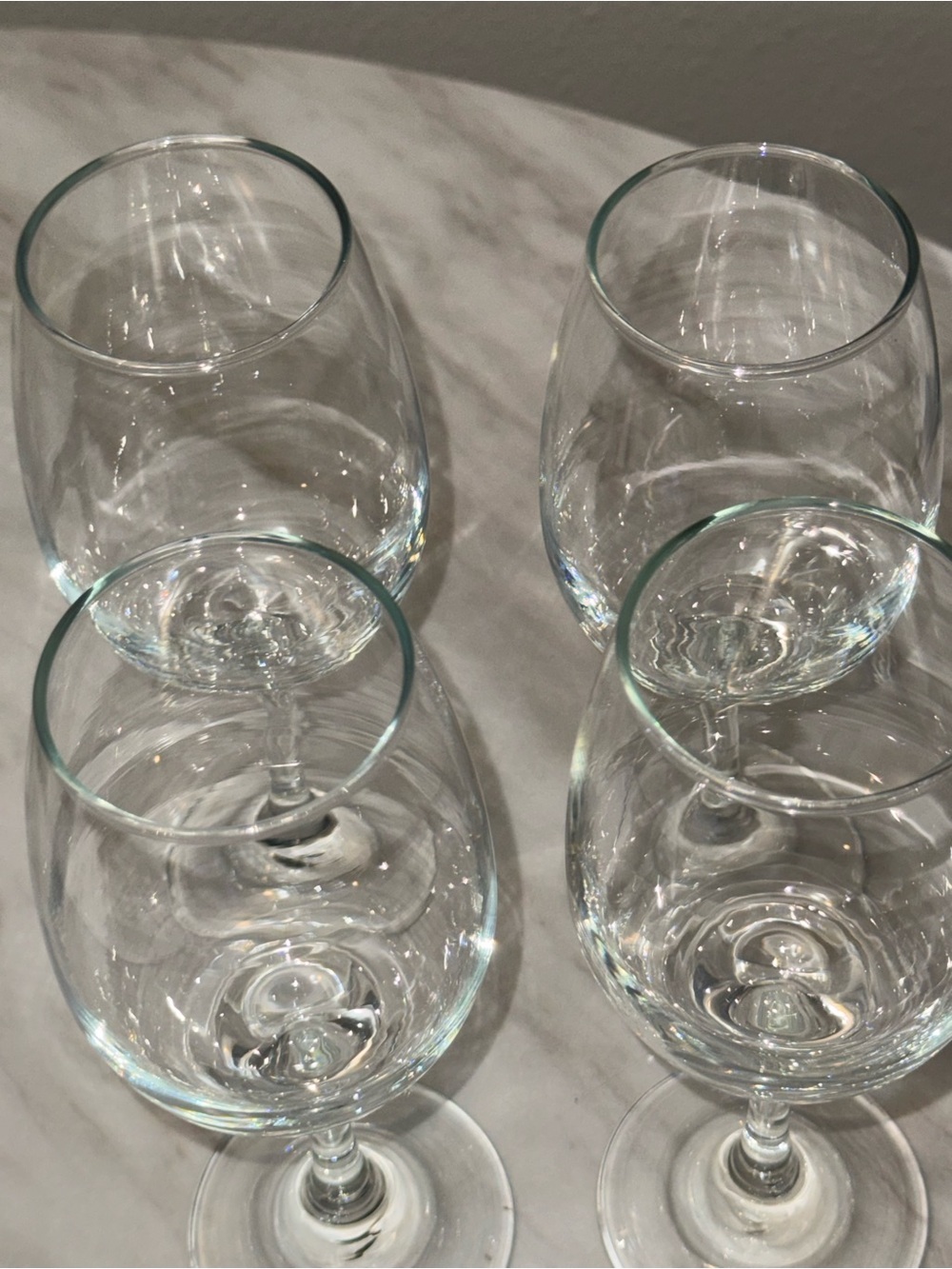 Clear Decorated Wine Glasses Set of 4, 10 oz Round Modern Stemmed 9 in - Picture 2 of 7